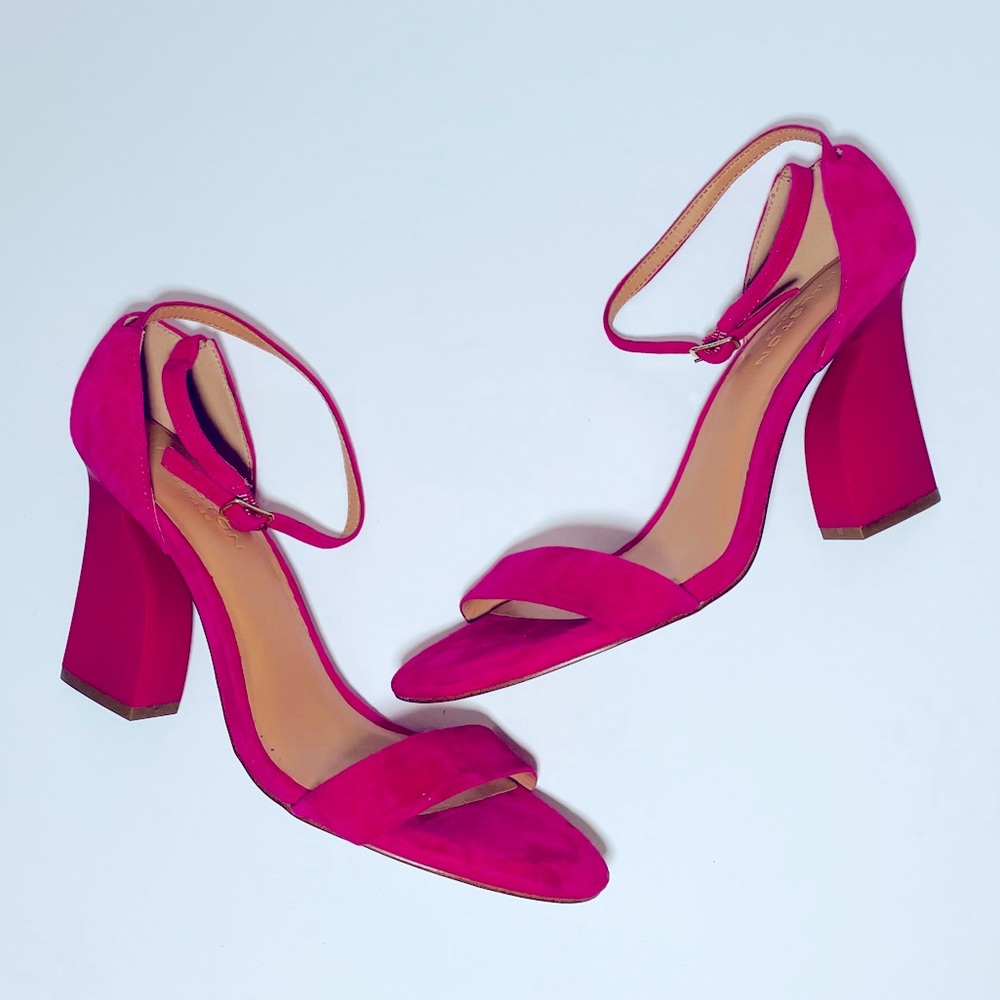 Halston Heritage Mandi Pink Suede Heel Sandals